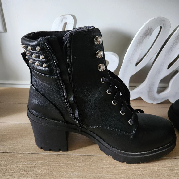 No Boundaries Black Studded Chunky Platform Womens Boots Size 10 - Picture 5 of 11
